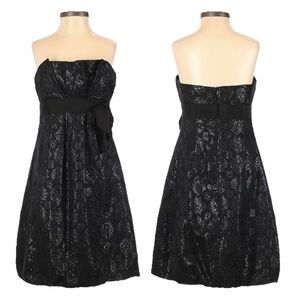 BCBGMaxAzria Black Metallic Formal Strapless Silk Party Dress Size 4 Prom